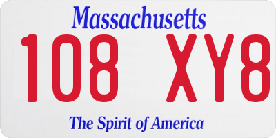 MA license plate 108XY8