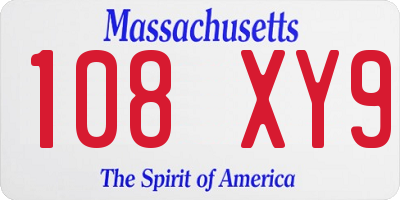 MA license plate 108XY9