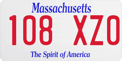 MA license plate 108XZ0