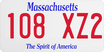 MA license plate 108XZ2