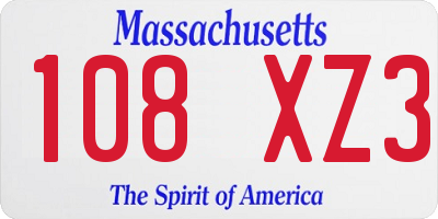 MA license plate 108XZ3