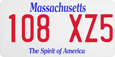 MA license plate 108XZ5