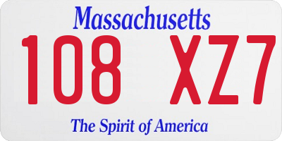 MA license plate 108XZ7