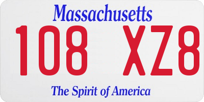 MA license plate 108XZ8