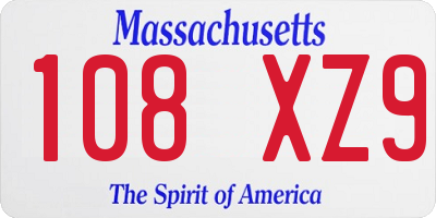 MA license plate 108XZ9