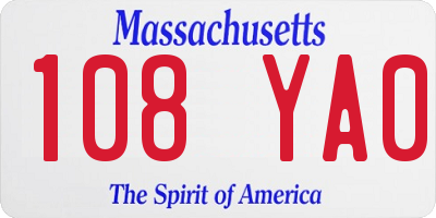 MA license plate 108YA0