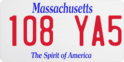 MA license plate 108YA5