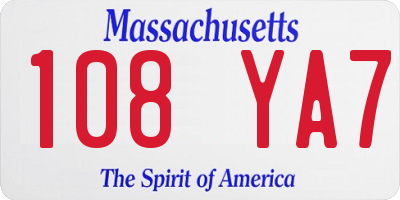 MA license plate 108YA7