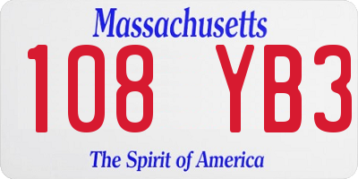 MA license plate 108YB3