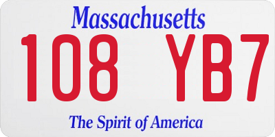 MA license plate 108YB7