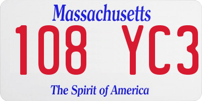 MA license plate 108YC3