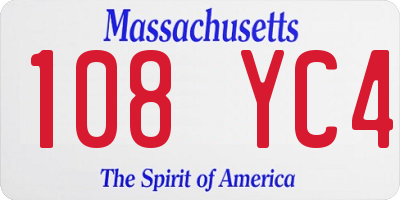 MA license plate 108YC4