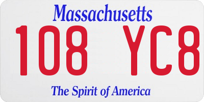 MA license plate 108YC8