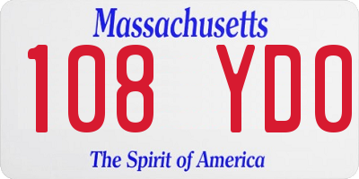 MA license plate 108YD0