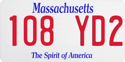 MA license plate 108YD2