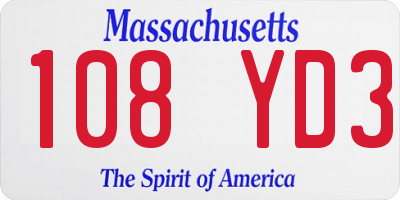 MA license plate 108YD3