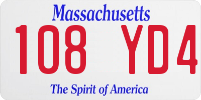 MA license plate 108YD4
