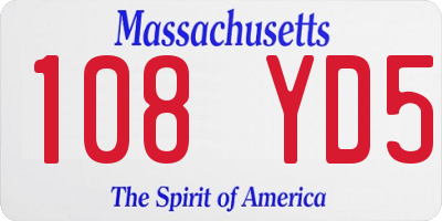 MA license plate 108YD5