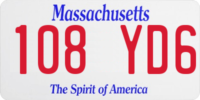MA license plate 108YD6