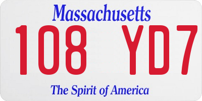 MA license plate 108YD7