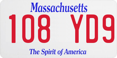 MA license plate 108YD9