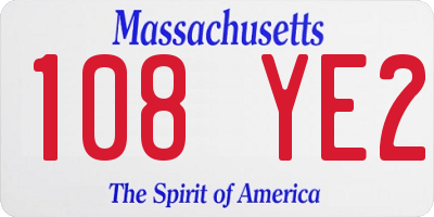 MA license plate 108YE2