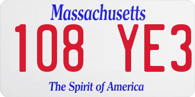 MA license plate 108YE3