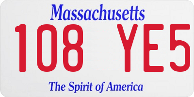 MA license plate 108YE5