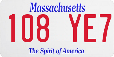 MA license plate 108YE7