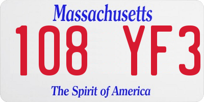 MA license plate 108YF3