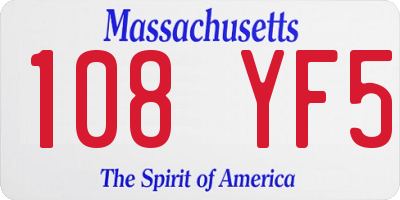 MA license plate 108YF5