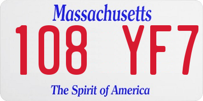 MA license plate 108YF7