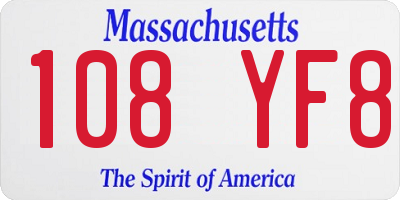 MA license plate 108YF8