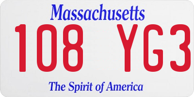 MA license plate 108YG3