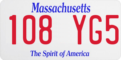 MA license plate 108YG5