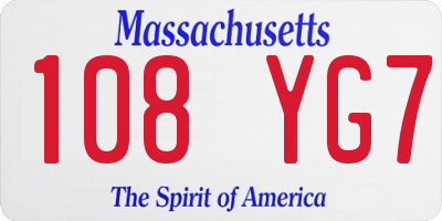 MA license plate 108YG7