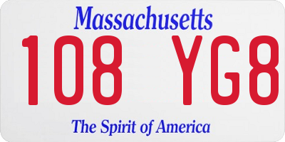 MA license plate 108YG8
