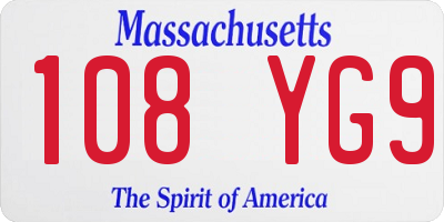 MA license plate 108YG9