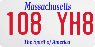 MA license plate 108YH8