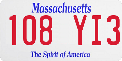MA license plate 108YI3