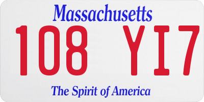 MA license plate 108YI7
