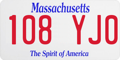 MA license plate 108YJ0