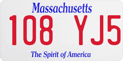 MA license plate 108YJ5
