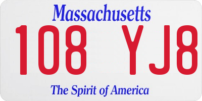 MA license plate 108YJ8