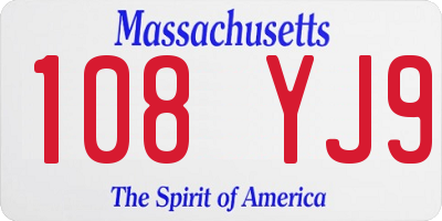 MA license plate 108YJ9