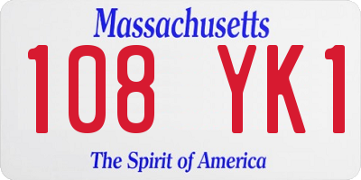MA license plate 108YK1
