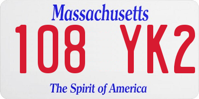 MA license plate 108YK2