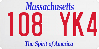 MA license plate 108YK4