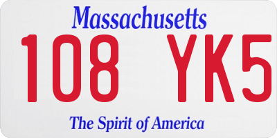 MA license plate 108YK5