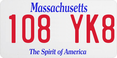MA license plate 108YK8